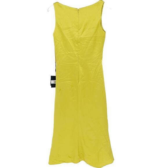 MAC DUGGAL Dress Size 4 Evening Gown Chartreuse Green Yellow NEW Satin Faux Wrap - Picture 7 of 9